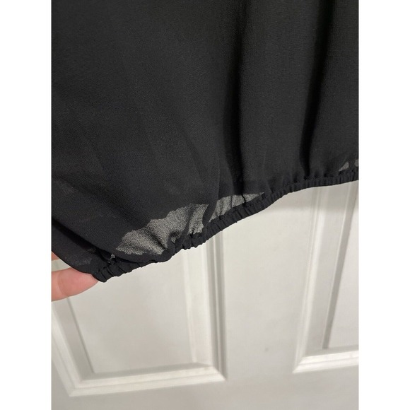 YA Los Angeles Small SILK Blend Black Elastic Waist‎ embroidered Lace Boxy - Picture 2 of 11